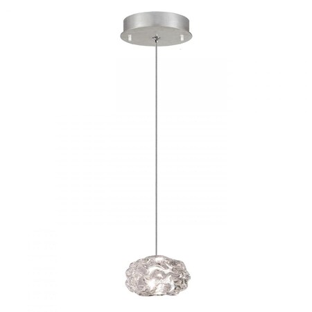 Fine Art Lamps Natural Inspirations Pendant, Round, 1-Light, LED, Evening Cloud Crystal Glass, Platinized Silver L 852240-11LD